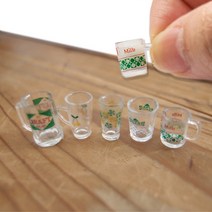 레트로 컵 5종 세트 인테리어 소품 장식 미니어쳐 미니어처, 1번 레트로 컵 5종 세트 노랑