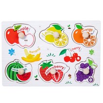 몬테소리 장난감 나무 퍼즐 차량 디지털 지그 소 보드 게임 교육, [01] Fruits