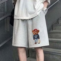 농구 반바지 바지 반티 유니폼 여름 남성 포켓 탄력 캐주얼 루스 비치 조깅 베어 인쇄 스포츠 5 점