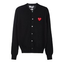 [라벨루쏘] [꼼데가르송] 하트 로고 패치 울 여성 가디건 P1N007 BLACK