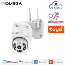 inqmega tuya ptz ip 카메라 야외 와이파이 1080p 및 3mp 무선 보안 캠 비디오 자동 추적 감시 cctv 백색광, 3MP Camera|영국 플러그