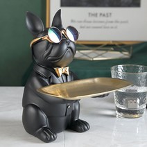 힙한 불독 집사 소품 트레이 저금통 선글라스 떠그 라이프 스타일 인테리어 아이템 [Gentle Thug Bull Dog Tray & Coin Bank Interior Item], 블랙(Black)