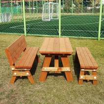 [자연쉼터] (도색가격) 반조립 야외 등벤치 평벤치 테이블 방부목 단품과 세트 야외테이블, AA_4)4인용_방부목_밤색 단품