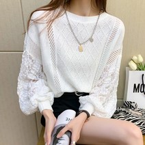 플라워 레이스 아가일 니트