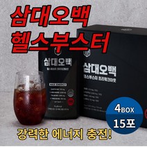 삼대오백 헬스부스터 헬스보충제 삼대오백부스터 천연카페인 과라나추출물 아르기닌 테아닌 블랙마카 녹용 근육펌핑 에너지 드링크 보조제 프리워크아웃, 15포 X 4개
