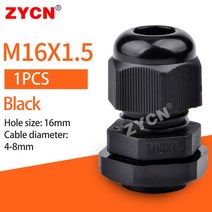 견고한 1PC 나일론 방수 커넥터 M12x1.5 M18/M20 항목 고정 와이어 IP68 플라스틱 흰색 검정색 대형 다중, 한개옵션1, 13 M16x1.5 Black  1PC