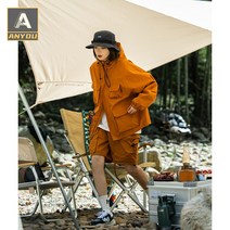 ANYOU 봄가을 아웃도어 스포츠 경량 바람막이 루즈핏 후드 캐주얼 멀티 포켓 남녀 커플 자켓 등산복