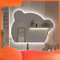 인테리어거울 인스타 대형 감성 현관 곰돌이 카페, 싱글 터치 60x76 3색 조명
