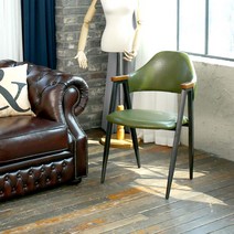 지엠퍼니처 카페우드암체어 비올렛 철제 의자, 카페우드암 카키PU 소비자조립