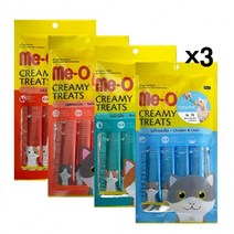 멈머네 미오 크리미 4p X3 고양이츄르 짜먹는 영양 간식 습식짜먹는 파우치 단백질 반려 동물, 치킨엔리버(녹차)
