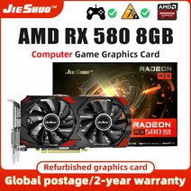 JIESHUO-그래픽 카드 AMD RX 580 8G GDDR5 GPU rx580 8gb 256Bit 2048SP 컴퓨터 8gb 데스크탑 게임