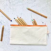 무지 Cotton 100% 친환경 면필통 파우치, 노랑