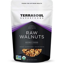 수입견과 Terrasoul Superfoods 생 유기농 호두 16온스 - 챈들러 품종 신선한 밝은 색, [02] 2파운드(2팩), [02] 호두