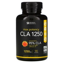 Sports Research 스포츠리서치 CLA 리놀렌산 홍화씨 오일 맥스 포텐시 1250mg 90소프트젤 1개월분