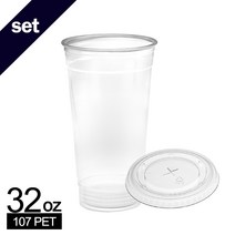 커피바바 107파이 32온스 아이스컵 + 평뚜껑 500세트, 1세트, 500개입, 1L