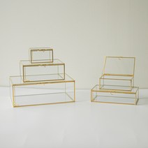엔틱and데코 엔틱스타일 사각 유리 보석함 상자 S M L, 고리형타입