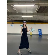 여성 원피스 민소매 고기 완성 된 프랑스 유행 오래된 돈 스타일 무관심 서스펜더 드레스