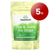 리암마켓 Swanson 스완슨 강아지용 고관절 관리 보충제 글루코사민 콘드로이틴 MSM 함유 츄어블 60개 180g 1팩, 5팩