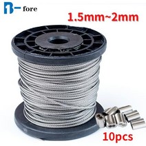 스텐 와이어 로프 스테인레스 스틸 케이블 소프트 낚시 리프팅 케이블 구조, 1.8mm 100M, 02 1.8mm 100M