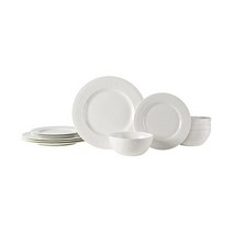 Mikasa Kamryn Vegan Bone Chip Resistant 12 Piece Dinnerware Set White Service for 4, Ashlyn