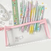 심플한 투명필통 6종 파우치 미니가방 방수 대용량수납 화장품 세면도구 방수, 핑크(PINK)