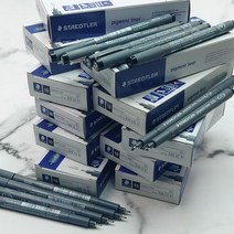 스테들러 Fineliner pigment liner 블랙 1다스 모음*183Gl, 0.3-2.0mm 사각 C2-9, 본상품선택