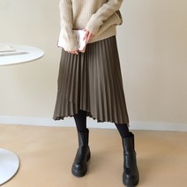 데일리앤 언발란스 밴딩 플리츠 롱 스커트 루다