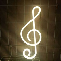 감성소품 네온사인 간판 크리에이티브 LED 음악 노트 모양 네온 사인 배터리 전원 및 USB 밤 벽 램프 어린, 08 warm music