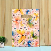 100 개 두꺼운 비닐 봉투 쇼핑 비즈니스 포장 가방 폴리 토트 백 선물 파우치 의류 매장 핸드백, Butterfly_CHINA | 15x20CM - 10