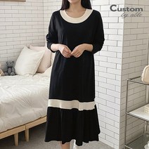 커스텀에이블 커스텀에이블 라운드 배색 밑단 프릴 롱원피스_C2301OP007A