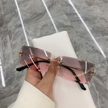 남성 여성 공용 예쁜 세련된 선글라스빈티지 패션 새로운 무테 프레임리스 직사각형 음영 그라디언트 여름 용 태양 안경 여행 227