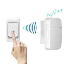 Fowod 무선 초인종 방수 프리미엄고급형 긴 무선 통신거리 도어벨 손님알림 음량 조절 음악 호출벨 유럽규격플러그 터치 차임벨세트, 한 세트 또한 유럽규격플러그, 1개