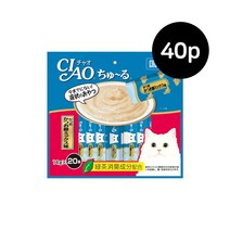 이나바 챠오츄르 가다랑어 가츠오부시믹스 20P X 2봉 대용량 고양이 간식 캔, 14g, 40개