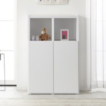포스트모던 셀럽 80cm 3단 도어형 책장, 화이트
