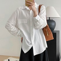 패스타임 여성 봄가을 기본핏 셔츠 무지 긴팔 날씬해보이는 블라우스