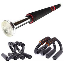 1+1 베이직 문틀철봉 베이직S 푸쉬업바 세트 가정용 푸시업 턱걸이 운동기구, 색상랜덤