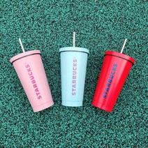 스타벅스 스텐 콜드컵 보온 보냉 커피 텀블러 파스텔, 473ml, 핫레드(폰트)