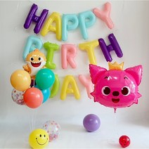 (씽씽파티팩) 핑크퐁 풍선세트 아기상어 캐릭터풍선 (두돌 4살 5살 생일상 천일파티), ★씽씽파티팩★(아기상어세트)