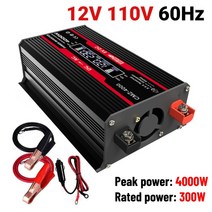 차량용인버터4000W 순수 사인파 인버터 12V/24V/48V/60V DC ~ AC 220V 110V 전압 변압기 전원 소켓 변환기, 06 Black 12 V 110V