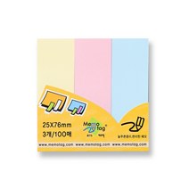 국산 포스트잇 메모텍 3중 코팅 착붙 점착메모지 컬러믹스 25x76mm, 1BOX (60개입)