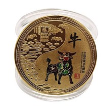 외국동전 희귀주화 수집 금화 컬렉션 기념 선물 12 조디악 금 도금 소장용 동전 행운을 위한 풍수 호랑이 드래곤 토끼 말 동물 새해, [26] style 3 cow