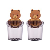 홈바내쓰 주방 욕실 곰돌이 칫솔꽂이 치약꽂이 물빠짐 수납함 1+1, 그레이
