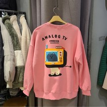 레겐보겐 [뉴코아 인천점] 유니크한 디자인!! 남녀 공용 티비 고양이 기모 맨투맨 티셔츠 ( 2Color )