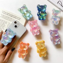 펄 홀로그램 곰돌이 그립톡 에폭시 스마트톡 아크릴 레진 입체, 3번