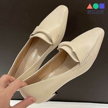 몬드스팟 3cm 여성 꼬임 스텔레토 로퍼 뾰족코 단화 아이보리 (DM531)