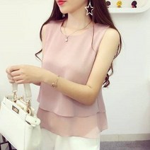 FANSYLI 여성 여름 민소매 블라우스 오버사이즈 쉬폰 나시 XX4A05xf1