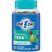 ONE A DAY One Day Teen for Him Multi비타민 구미 비타민 C D E Zinc 이뮨 Health Support more 60 캡슐, fruit, 60 Count (Pack of 1)
