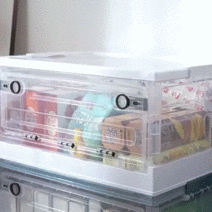 접이식 리빙박스 수납정리함 플라스틱 폴딩박스 대형, 블루 브라운