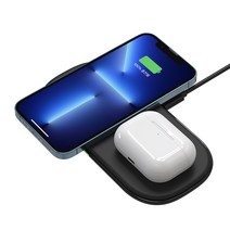 초텍 듀얼 고속 무선 충전기 패드, 블랙 T535-S