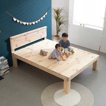동원퍼니처 본드없는 천연 통 원목 평상형 침대 프레임 돌침대 평상 헤드형 분리형 매트리스, 2.천연원목 헤드형 침대프레임, 천연원목 헤드형 침대프레임 이스턴킹[EK]